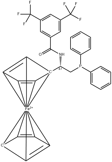 N-[(1S)-(1-Ferrocenyl)-2-(diphenylphosphino)ethyl)]-3,5-bis(trifluoromethyl)-benzamide Struktur