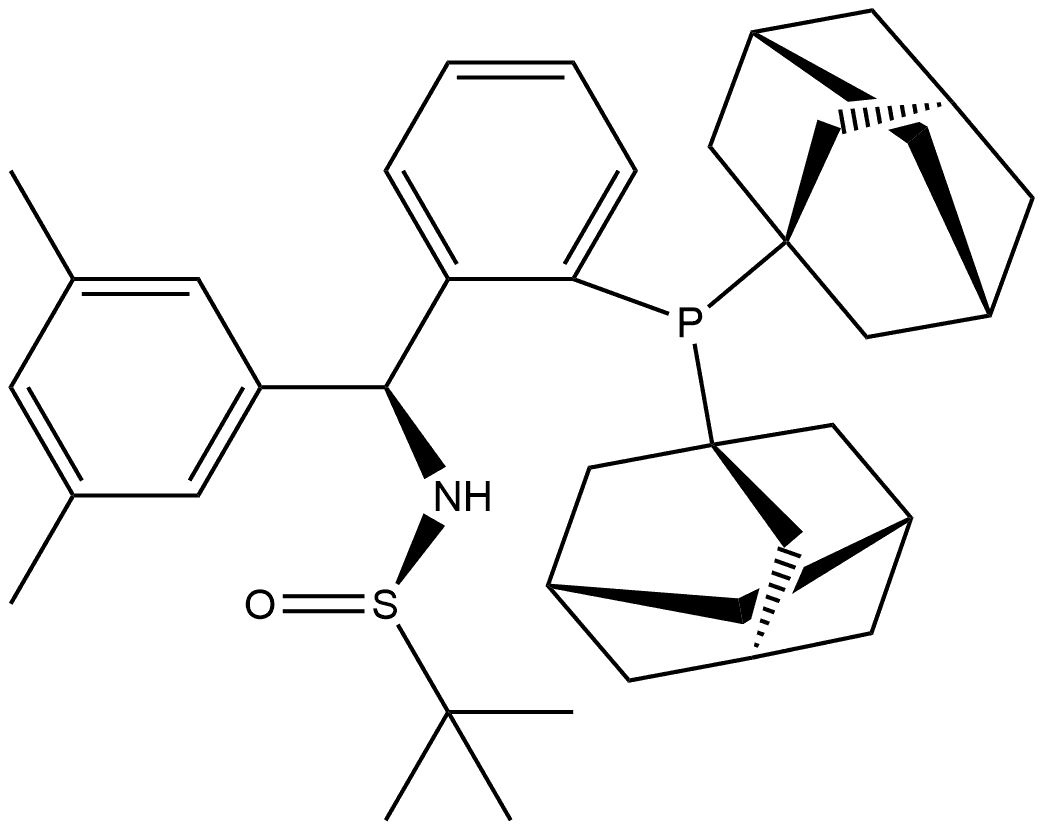 [S(R)]-N-[(S)-(3,5-Dimethylphenyl)[2-(Diadamantanphosphino)phenyl]methyl]-2-methyl-2-propanesulfinamide Struktur