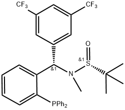 [S(R)]-N-[(S)-[3,5-Bis(trifluoromethyl)phenyl][2-(diphenylphosphino)phenyl]methyl]-N,2-dimethyl-2-propanesulfinamide Struktur