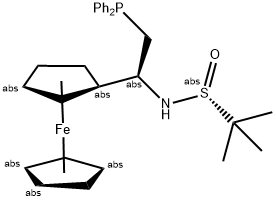 [S(R)]-N-[(1S)-1-Ferrocenylethyl-2-(diphenylphosphino)ethyl]-2-methyl-2-propanesulfinamide Struktur