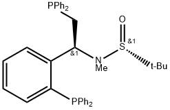 S(R)]-N-[(1R)-2-(Diphenylphosphino)-1-phenylethyl]-N,2-dimethyl-2-propanesulfinamide Struktur