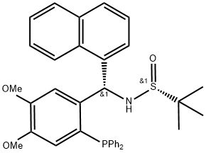 [S(R)]-N-[(S)-[2-(Diphenylphosphino)-4,5-dimethoxyphenyl]-1-naphthalenylmethyl]-2-methyl-2-propanesulfinamide Struktur