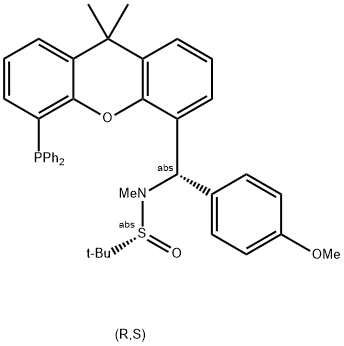 [S(R)]-N-[(S)-(4-Methoxyphenyl)[5-(diphenylphosphino)-9,9-dimethyl-9H-xanthen-4-yl]methyl]-N,2-dimethyl-2-propanesulfinamide Struktur