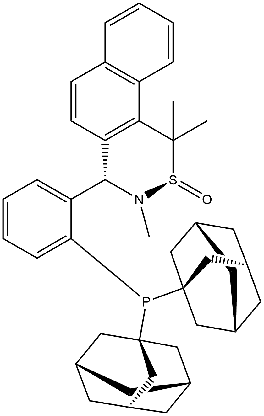 [S(R)]-N-[(S)-[2-(Diadamantanphosphino)phenyl](2-naphthalenyl)methyl]-N,2-dimethyl-2-propanesulfinamide Struktur