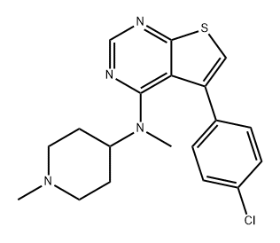 Thieno[2,3-d]pyrimidin-4-amine, 5-(4-chlorophenyl)-N-methyl-N-(1-methyl-4-piperidinyl)- Struktur