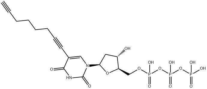 Uridine 5'-(tetrahydrogen triphosphate), 2'-deoxy-5-(1,7-octadiyn-1-yl)- Struktur