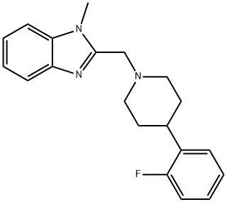 1H-Benzimidazole, 2-[[4-(2-fluorophenyl)-1-piperidinyl]methyl]-1-methyl- Struktur