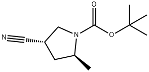 1-Pyrrolidinecarboxylic acid, 4-cyano-2-methyl-, 1,1-dimethylethyl ester, (2S,4S)- Struktur