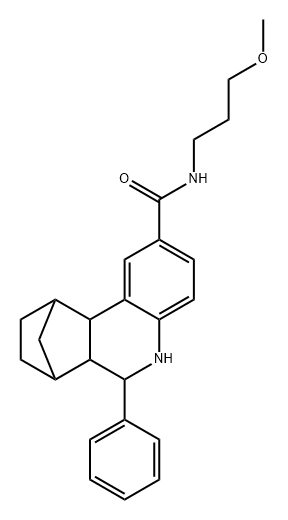 7,10-Methanophenanthridine-2-carboxamide, 5,6,6a,7,8,9,10,10a-octahydro-N-(3-methoxypropyl)-6-phenyl- Struktur