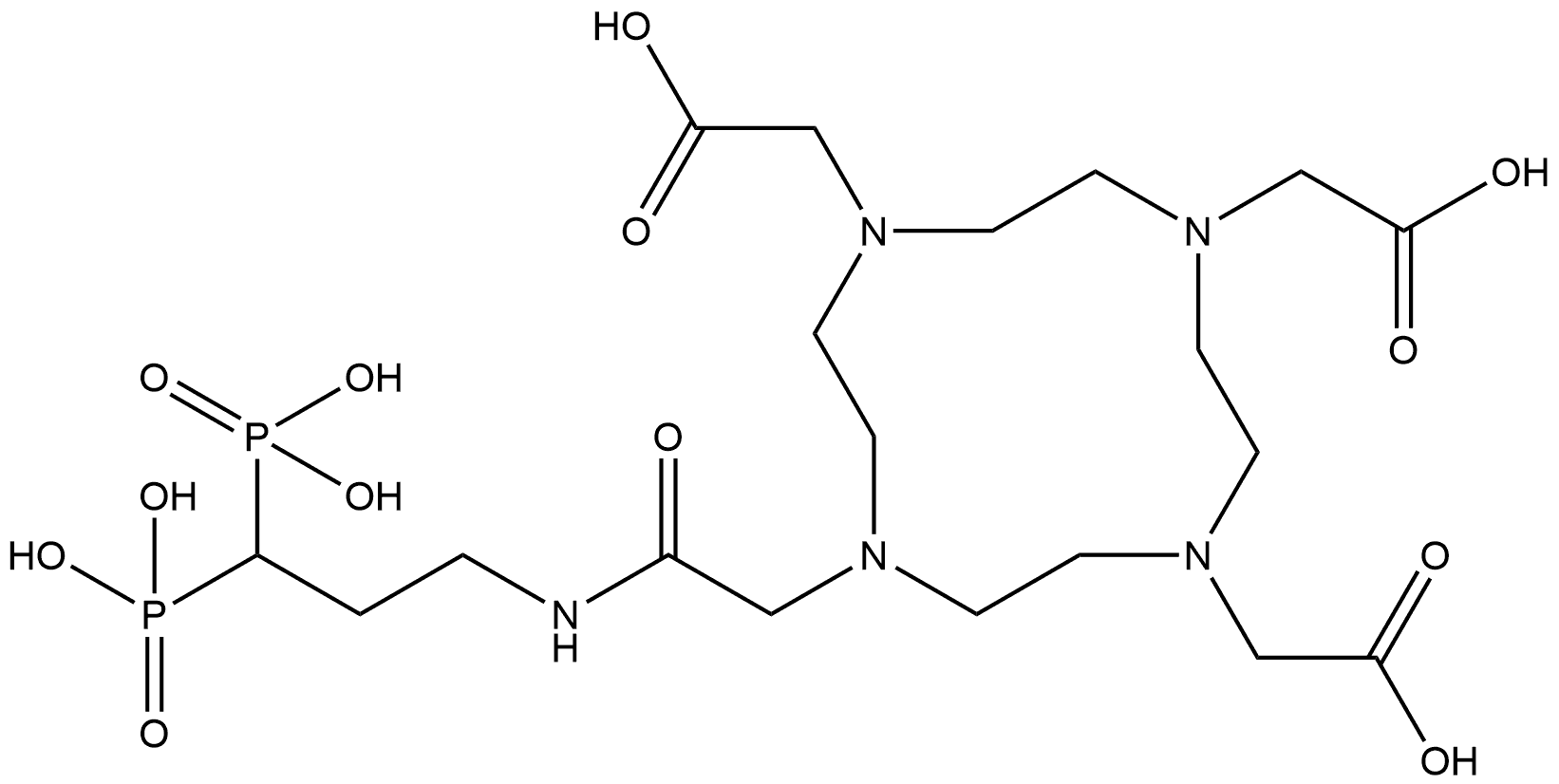 10-[2-[(3,3-Diphosphonopropyl)amino]-2-oxoethyl]-1,4,7,10-tetraazacyclododecane-1,4,7-triacetic acid Struktur