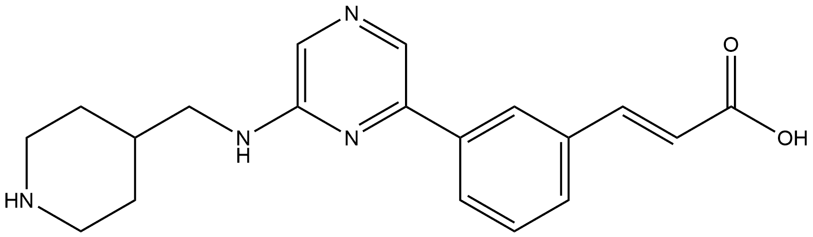 (2E)-3-[3-[6-[(4-Piperidinylmethyl)amino]-2-pyrazinyl]phenyl]-2-propenoic acid Struktur