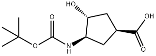 rac-(1R,3S,4S)-3-{[(tert-butoxy)carbonyl]amino}-4- hydroxycyclopentane-1-carboxylic acid Struktur