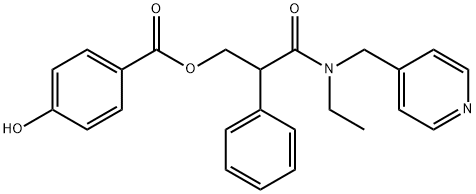 Benzoic acid, 4-hydroxy-, 3-[ethyl(4-pyridinylmethyl)amino]-3-oxo-2-phenylpropyl ester Struktur