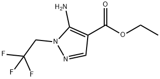 1H-Pyrazole-4-carboxylic acid, 5-amino-1-(2,2,2-trifluoroethyl)-, ethyl ester Struktur