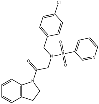 3-Pyridinesulfonamide, N-[(4-chlorophenyl)methyl]-N-[2-(2,3-dihydro-1H-indol-1-yl)-2-oxoethyl]- Struktur