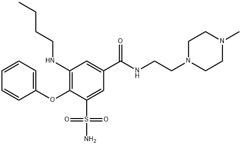 Benzamide, 3-(aminosulfonyl)-5-(butylamino)-N-[2-(4-methyl-1-piperazinyl)ethyl]-4-phenoxy- Struktur