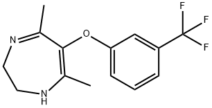 2,3-Dihydro-5,7-dimethyl-6-[3-(trifluoromethyl)phenoxy]-1H-1,4-diazepine Struktur