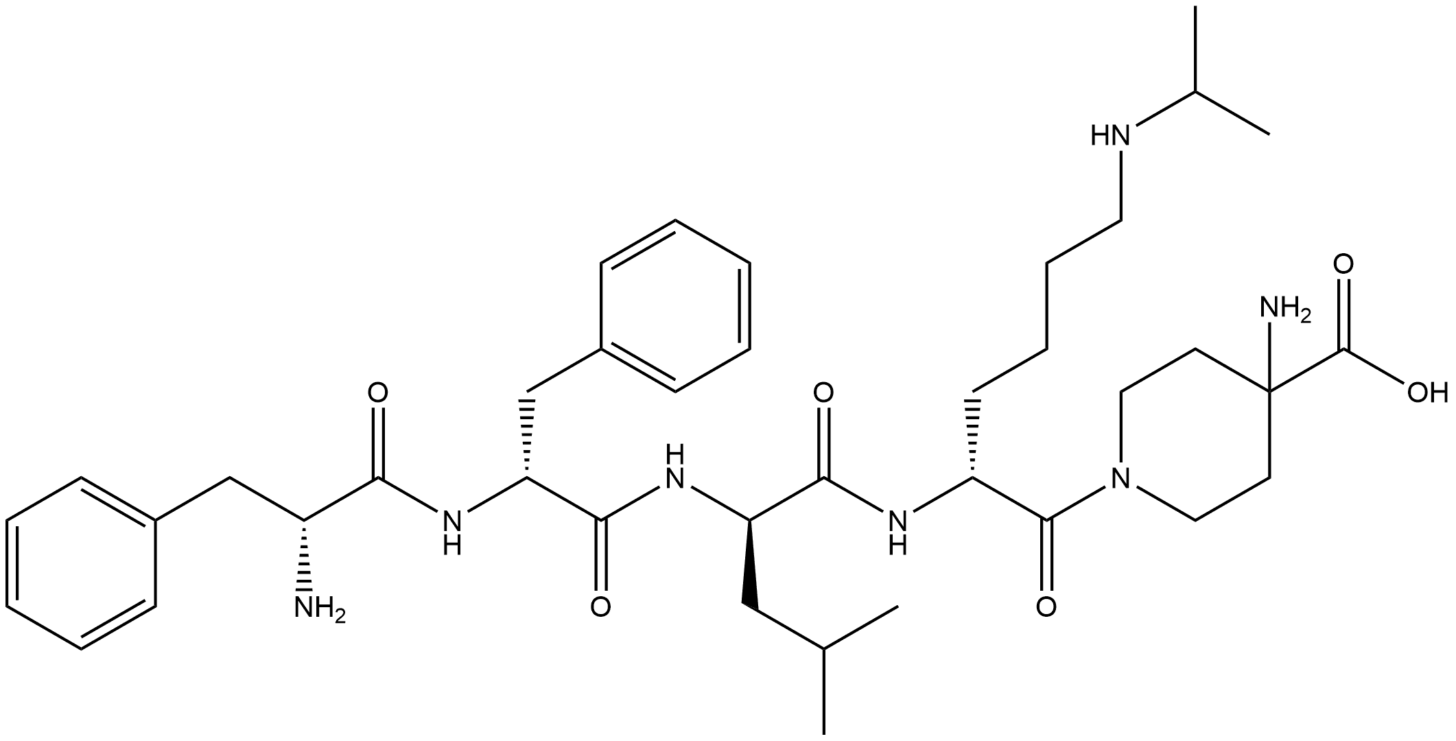 1-[D-Phenylalanyl-D-phenylalanyl-D-leucyl-N6-(1-methylethyl)-D-lysyl]-4-amino-4-piperidinecarboxylic acid Struktur