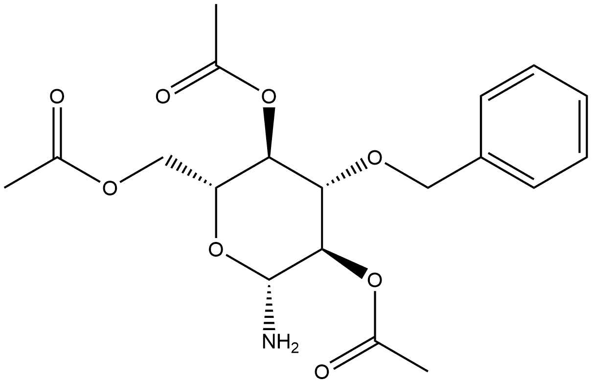 (2R,3R,4S,5R,6R)-2-(acetoxymethyl)-6-amino-4-(benzyloxy)tetrahydro-2H-pyran-3,5-diyl diacetate(WX191899) Struktur