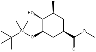 methyl (1R,3R,4R,5S)-3-(tert-butyldimethylsilyloxy)-4-hydroxy-5-methylcyclohexane-1-carboxylate Struktur