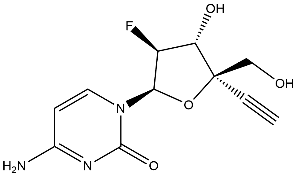 4-AMINO-1-(2-DEOXY-4-C-ETHYNYL-2-FLUORO-Β-D-ARABINOFURANOSYL)-2(1H)-PYRIMIDINONE 結(jié)構(gòu)式