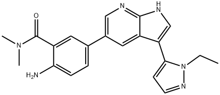 Benzamide, 2-amino-5-[3-(1-ethyl-1H-pyrazol-5-yl)-1H-pyrrolo[2,3-b]pyridin-5-yl]-N,N-dimethyl- Struktur