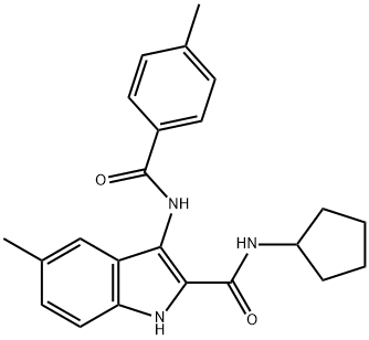 1H-Indole-2-carboxamide, N-cyclopentyl-5-methyl-3-[(4-methylbenzoyl)amino]- Struktur