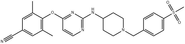 Benzonitrile, 3,5-dimethyl-4-[[2-[[1-[[4-(methylsulfonyl)phenyl]methyl]-4-piperidinyl]amino]-4-pyrimidinyl]oxy]- Struktur