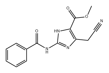 1H-Imidazole-5-carboxylic acid, 2-(benzoylamino)-4-(cyanomethyl)-, methyl ester Struktur