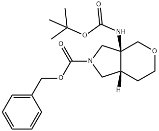 (3aR,7aS)-benzyl 3a-(2-tert-butoxy-2-oxoethyl)-tetrahydropyrano[3,4-c]pyrrole-2(1H,3H,6H)-carboxylate Struktur