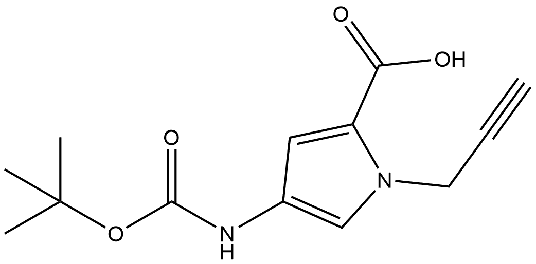 4-((tert-butoxycarbonyl)amino)-1-(prop-2-yn-1-yl)-1H-pyrrole-2-carboxylic acid Struktur