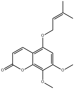 2H-1-Benzopyran-2-one, 7,8-dimethoxy-5-[(3-methyl-2-buten-1-yl)oxy]- Struktur