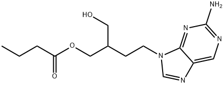 Butanoic acid, 4-(2-amino-9H-purin-9-yl)-2-(hydroxymethyl)butyl ester Struktur