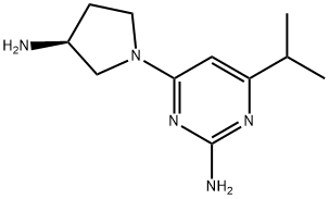 2-Pyrimidinamine, 4-[(3S)-3-amino-1-pyrrolidinyl]-6-(1-methylethyl)- Struktur