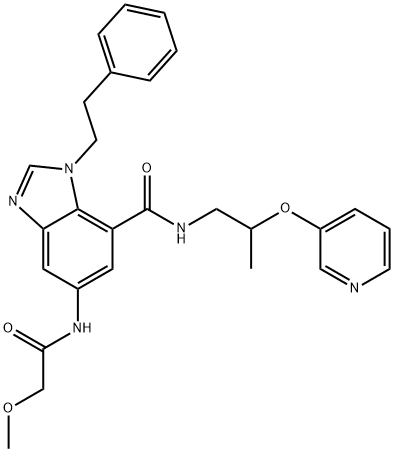 1H-Benzimidazole-7-carboxamide, 5-[(2-methoxyacetyl)amino]-1-(2-phenylethyl)-N-[2-(3-pyridinyloxy)propyl]- Struktur