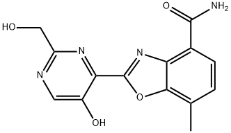 4-Benzoxazolecarboxamide, 2-[5-hydroxy-2-(hydroxymethyl)-4-pyrimidinyl]-7-methyl- Struktur