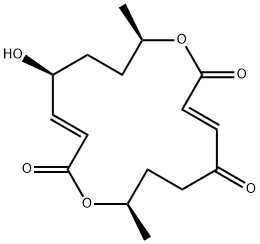 1,9-Dioxacyclohexadeca-3,11-diene-2,5,10-trione, 13-hydroxy-8,16-dimethyl-, (3E,8R,11E,13S,16R)- Struktur