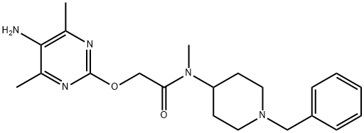 Acetamide, 2-[(5-amino-4,6-dimethyl-2-pyrimidinyl)oxy]-N-methyl-N-[1-(phenylmethyl)-4-piperidinyl]- Struktur