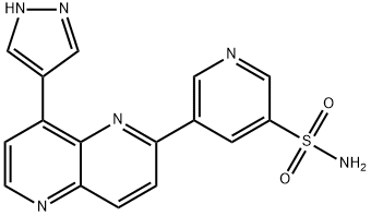 3-Pyridinesulfonamide, 5-[8-(1H-pyrazol-4-yl)-1,5-naphthyridin-2-yl]- Struktur