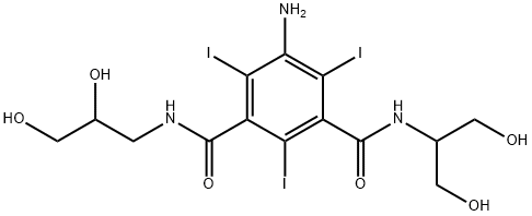 1,3-Benzenedicarboxamide, 5-amino-N1-(2,3-dihydroxypropyl)-N3-[2-hydroxy-1-(hydroxymethyl)ethyl]-2,4,6-triiodo- Struktur