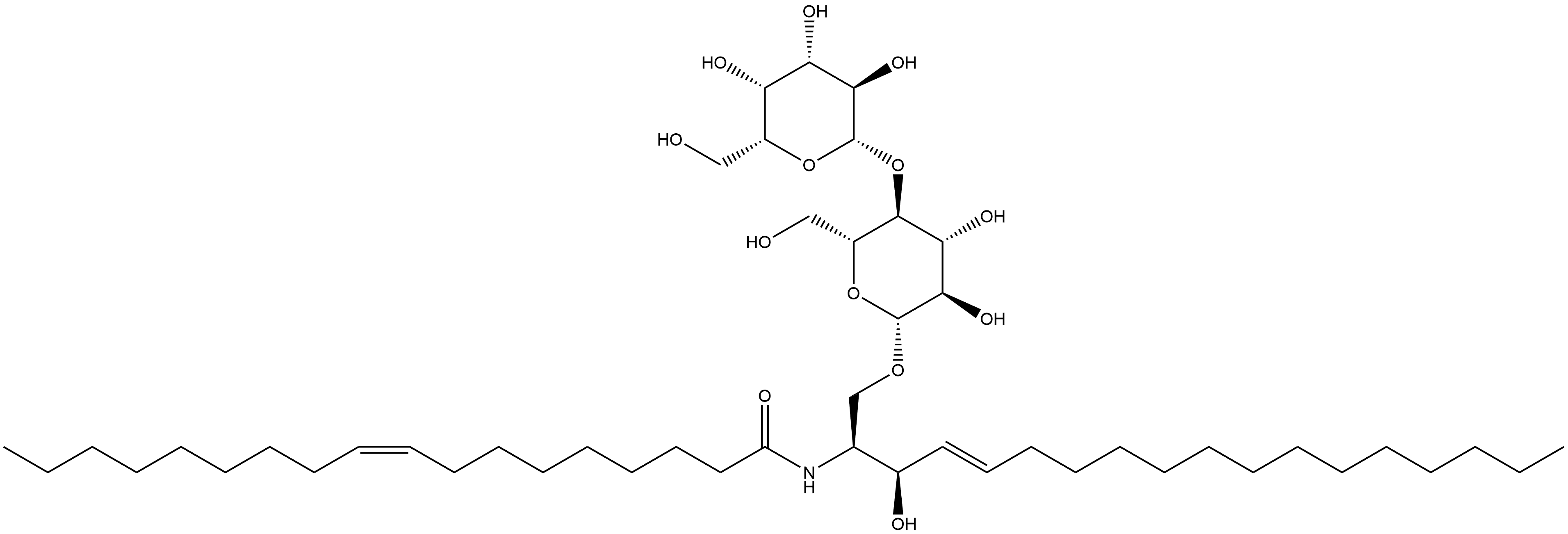 9-Octadecenamide, N-[(1S,2R,3E)-1-[[(4-O-β-D-galactopyranosyl-β-D-glucopyranosyl)oxy]methyl]-2-hydroxy-3-heptadecen-1-yl]-, (9Z)- Struktur