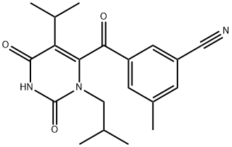 Benzonitrile, 3-methyl-5-[[1,2,3,6-tetrahydro-5-(1-methylethyl)-3-(2-methylpropyl)-2,6-dioxo-4-pyrimidinyl]carbonyl]- Struktur