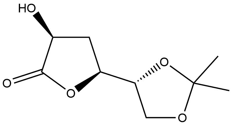 3-Deoxy-5,6-O-isopropylidene-D-arabino-hexonic acid, γ-lactone Struktur