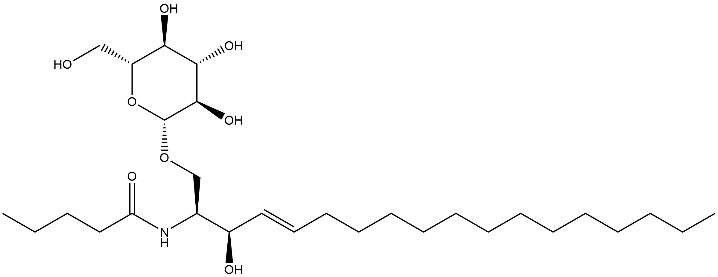 Pentanamide, N-[1-[(β-D-glucopyranosyloxy)methyl]-2-hydroxy-3-heptadecenyl]-, [R-[R*,S*-(E)]]- (9CI) Struktur