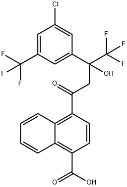 4-[3-[3-Chloro-5-(trifluoromethyl)phenyl]-4,4,4-trifluoro-3-hydroxy-1-oxobutyl]-1-naphthalenecarboxylic acid Struktur