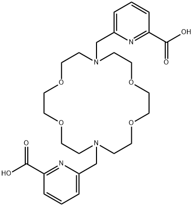 2-Pyridinecarboxylic acid, 6,6'-[1,4,10,13-tetraoxa-7,16-diazacyclooctadecane-7,16-diylbis(methylene)]bis- Struktur