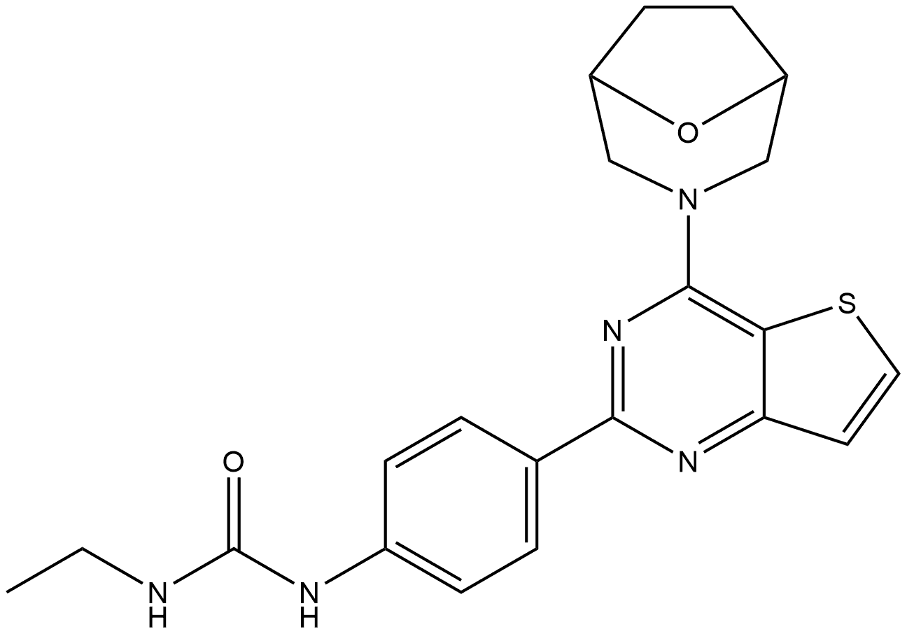 N-Ethyl-N′-[4-[4-(8-oxa-3-azabicyclo[3.2.1]oct-3-yl)thieno[3,2-d]pyrimidin-2-yl]phenyl]urea Struktur