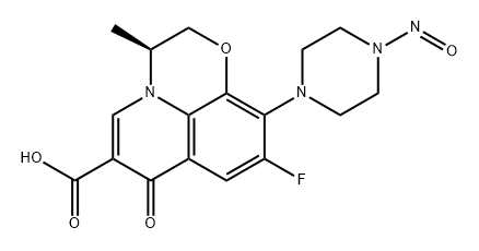 7H-Pyrido[1,2,3-de]-1,4-benzoxazine-6-carboxylic acid, 9-fluoro-2,3-dihydro-3-methyl-10-(4-nitroso-1-piperazinyl)-7-oxo-, (3S)- Struktur