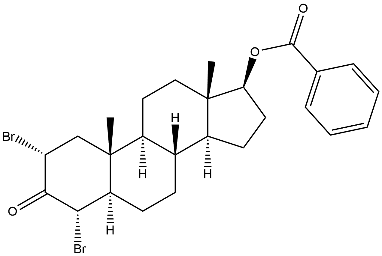 5α-Androstan-3-one, 2α,4α-dibromo-17β-hydroxy-, benzoate (6CI)