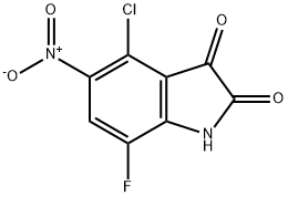 4-chloro-7-fluoro-5-nitro-2,3-dihydro-1H-indole-2,3-dione Struktur